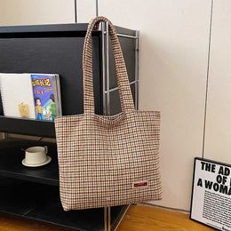 Fabric Leisure Large Capacity Single Shoulder Underarm Bag for Womens Trendy Minimalist Thousand Bird Grid Commuting Tote