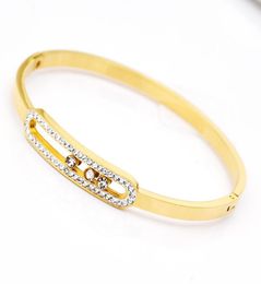 Gold Bracelet Femme Jewelry Stainless Steel Zircon Can Slide Cuff Bracelets For Women Bracelets Bangles Whole8658127