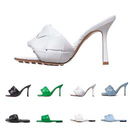 Lido sandalet terlik kadın tasarımcı ayakkabıları dokuma katırlar düz slaytlar intrecciato nappa kare sules bayanlar düğün yüksek topuklu ince pompalar flip floplar ayakkabı 35-40