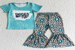 Western Style Fashion Girls Clothing Set Cow Print Boutique Toddler Baby Girl Clothes Kids Short Sleeve Trousers Outfits Fall Whol6470221