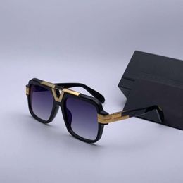 Vintage 664 Sunglasses for Men Blackgold Blue Gradient Lenses Square Sunglasses Shades with box4103072