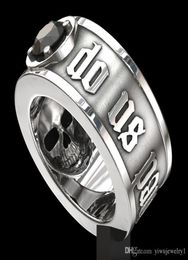 039Till Death Do Us Part039 Stainless Steel Skull Ring Black Diamond Punk Wedding Engagement Jewellery for Men size 6 133414127