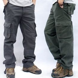 Cargo Pants Men Military Work Overalls Loose Straight Tactical Trousers Multi-Pocket Baggy Casual Cotton Army Slacks Pants 240601