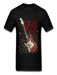 Crazy Rock Men Black Tshirt Broken Guitar Print Guys Short Sleeve Tee Shirts Music Band Team Top Custom Company 2103173362367