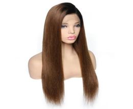 Straight Full Lace Wig with Silk Base Human Hair Wigs 1B30 Ombre Brazilian Remy Hair Pre Plucked Lace Wig With Baby Hair1629247