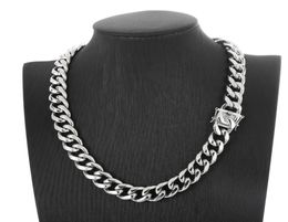 Heavy 15mm 24 Inch Silver Large Stainless Steel Cuban Curb Link Chain Necklace For Mens HipHop Jewelry8771600