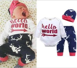 Baby Clothes set Newborn Boy Girl Printed Deer rompers Pant Hat 3pcs Outfits Set Christmas Baby Clothing Sets 024M1831079