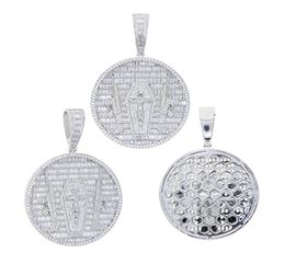 Iced out round shape jesus gun pendant paved full cz stone fit cuban chain necklace for women men hip hop jewelry whole80378194295210