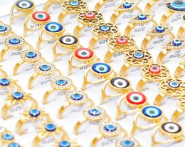 Bulk Whole 30pcs Top Assorted Evil Eye Rings Gold Plated Stainless Steel Women Men Wedding Punk Rock Personality Jewelry Accessori7068129