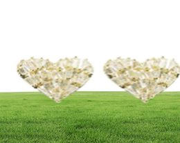 Korean Luxury Jewellery 925 Sterling SilverGold Fill T Princess Cut White Topaz CZ Diamond Cute Women Stud Earring For Valentine03629515390