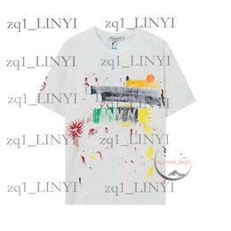 Men's T Shirts Men T-shirts Fashion Graffiti Splash-ink Print Short Sleeve T-Shirt Summer Wash Worn Out Spacious Top Tees XS-5XL 551