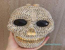 DesignerBlack handmade Skull crystal women evening bags Halloween gift bags luxury diamond ladies handbags party Clutch purse4494149