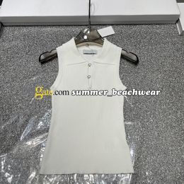 Stylish Knit Vest Lapel Sleeveless Knit Tops Women Designer Sexy Vests Sleeveless Tank Top Summer Fashion Knits Tees