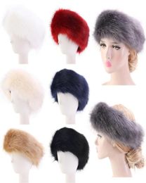 7 Colours Womens Faux Fur Winter headband Women Luxurious Fashion head wrap Plush Earmuffs Cover hair accessories Whole ZJY8652607498