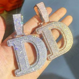 Gold D Sterling Sier VVS Moissanit Diamant Anfangsbuchstaben Anhänger Custom Iced Out Pendellöder Hip Hop Schmuck