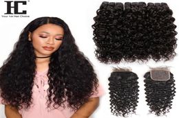 Brazilian Water Wave With Closure 3 Bundle Unprocessed Virgin Hair With Closure Wet And Wavy Virgin Brazilian Hair With Closure8413698