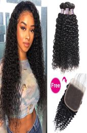 Ishow Peruvian Human Hair Bundles with Closure Buy 3Bundles Get A Deep Loose Wave Yaki Indian Straight Kinky Curly Body for W9148590