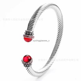 2024 Stainless steel wire rope inlaid diamond bracelet for womens fashionable titanium twisted design Jewellery