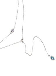 2017 factory fine 925 sterling silver rose gold rhodium Bling sparking cz evil eye lariat choker double layer delicate sexy women 6116046