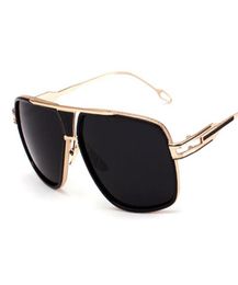 Oversized Men Sunglasses Brand Designer Women Flat Top Sun Glasses Square 18 K Gold Male Mirror High Quality Five Style Female7537696