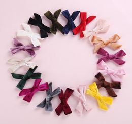 5535cm Childrens Korean Style Velvet Pretty Hairpins 21 Colors Baby Girls Sweet Bow Hair Clips Toddlers Party Pretty Barrettes4631423