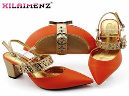 Dress Shoes High Quality 2021 Atumn Special Arrivals Orange Matching And Bag Set In Heels For Party8375761