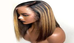13x6 Highlight Wig 180 427 Ombre Brown Short Bob Wigs Brazilian Remy Hair Honey Blonde Lace Front Wig Coloured Human Hair Wigs391472608863