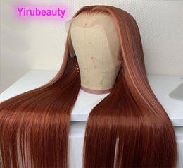 Malaysian Virgin Human Hair Chestnut Colour 134 Lace Front Wig Silky Straight 210 180 Density 1032inch Wigs 1508905078