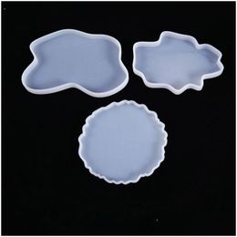 Moulds Agate Coaster Sile Mould Crystal Slice Uv Resin Clear Mods Epoxy Art Craft Supplies Drop Delivery Jewellery Tools Equipment Dhuj5