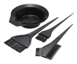 1 Set of 4pcs Hair Dye Colouring Brush Comb Black Plastic Mixing Bowl Barber Salon Tint Hairdressing Colour Styling Tools2532794