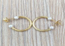 Small Batala Earrings Stud In Gold Vermeil With Pearl Bear Jewelry 925 Sterling Fits European Jewelry Style Gift Andy Jewel 9185434884426