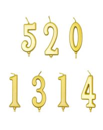 Gilded Number Pattern Birthday Cake Candle paraffin Golden Children Anniversary Party Decoration with PVC box2063075