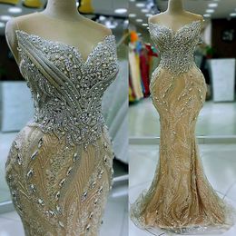2024 Aso Ebi Plus Size Illusion Mermaid Prom Dress Beaded Crystals Evening Formal Party Second Reception 50th Birthday Engagement Thanksgiving Gowns Dresses ZJ231