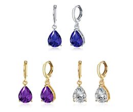 18K Gold Plated Water Drop Shape Drop Earrings with Zircon Women Fashion Party Crystal Jewellery Wedding Gifts shippin5410281