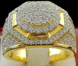 Selling Applicable Men Full Diamond Fashion Gold Ring Domineering Square Luxury Diamond Business Ring Whole15024787915188