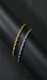 Link Chain 53mm Rope Bracelets Mens Stainless Steel Gold Colour On Hand Fashion Hip Hop Bracelet For Male Whole 7inch1880181