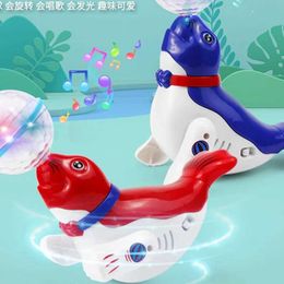 Baby Music Sound Toys Kid Toys Top Ball Sea Lion Dolphin Electric Toys Childrens Universal Rotating Light Music Projection Dancing Childrens Toys G240529