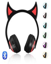 Newest Bluetooth Stereo Cat Ear Headphones Flashing Glowing cat ear headphones Gaming Headset Earphone 7 Colors LED light Retail206454754