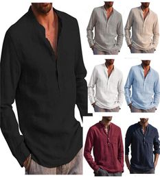 Mens T Shirts Men Spring Autumn Top Casual Male Clothing Solid Colour V Neck Long Sleeve Button Pocket1073804