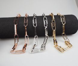 Paperclip Oval Link Chain Paperclip Cable Chain Necklace Bracelet Hip Hop Jewellery Women Men8539386
