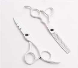 C1010 6quot Japan Customised Logo White Professional Human Hair Scissors Barber039s Hairdressing Scissors Cutting Thinning Sh4883096