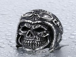 Men039039s Jewelry New Style Stainless Steel Punk Gothic Skull Astronaut Pilot Aviator Ring Steampunk Vintage Biker Silver7957483