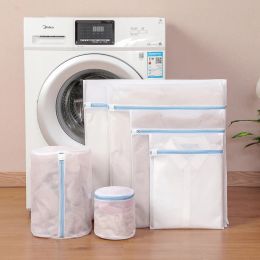 Products Blue Zipper Laundry Bag Fine Mesh High Quality Storage Bags Household Clothes Cleaning Protect Washing Bag For Washing Machine