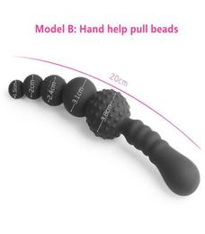 NEW 3 Styles Manual Black Big Pull Beads Anal Plug Silicone Dildo Anal Double Head Butt Plug Sex Toys For Gay Men1615478