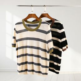 Runde Nackenpullover für die Kurzärmel-Strick-T-Shirt-Oberseite von Frauen, individuelles Sommer-T-Shirt für Frauen