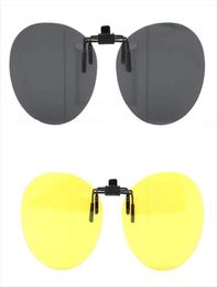 Clip On Polarized Round Sunglass Lenses Flip Up Men Women Fashion Uv Protection Classic Driving Nightvision Fishing Black9989868