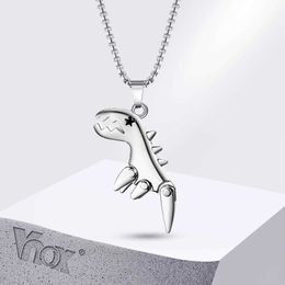Pendant Necklaces Vnox Machanical Flexible Dinosaur Tail Pendant Necklaces for Men Boys Stainless Steel Animal Cute Collar Cool Jewellery Y240530KO1Q