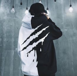 Black White Splice Hoodies Oversize Hiphop Style Swag Tyga Hoodie Autumn Winter Warm Thick Hoodies Size M2XL1826283