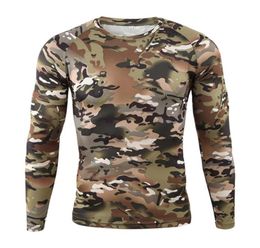 Men039s TShirts Outdoor Camouflage T Shirt Uniform Men Long Sleeve Breathable Combat Tight Tee Top 2022 Tactical Military Man 1436396