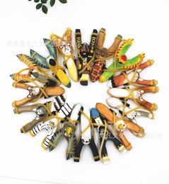 Mixed Styles Creative Wood Carving Animal Slings Cartoon Animals HandPainted Wooden Slings Crafts Kids Gift6438705